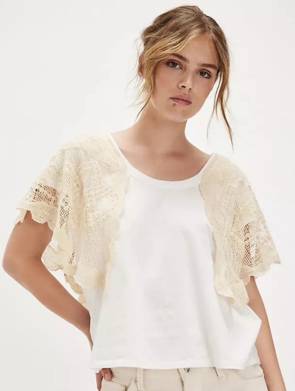 Free People Evangeline Crochet Lace Tee